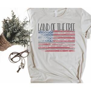 NEW CANVAS APPAREL women's land of the free graphic tee in white